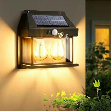 Imagem de Kit Com 2/4 Luminárias Solares De Parede LED Para Jardim Externo Com Sensor De Movimento PIR, Acendimento Automático Ao Anoitecer E Iluminação De Segurança Para Ruas, Ângulo Amplo E Impermeável(2pcs)