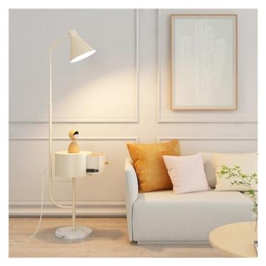 Imagem de Luminária de chão Luminária de chão com mesa, lateral rústica moderna lâmpada LED, luminárias altas para quarto e escritório(Beige)