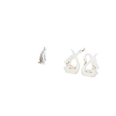 Imagem de Fenteer Escultura de Pinguim Cisne, Estatueta Colecionável, Artesanato Decorativo, Estátua de Animal em Resina Cerâmica para Decoração de Mesa, Bar, Quarto, E