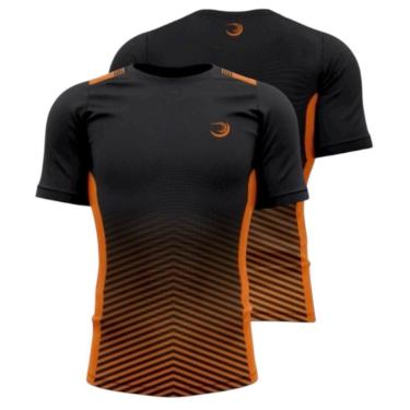 Imagem de Camiseta Dry slimTech Summer Pro Preta Laranja Corrida Treino Academia Fitness Anti Odor - Unissex-Unissex