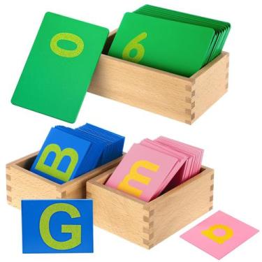 Imagem de Conjunto de letras e números de lixa de brinquedo educacional Henoyso