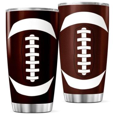 Imagem de KOIXA Copo de aço inoxidável de 590 ml com design de futebol para fãs de esportes e entusiastas de tailgating garrafa de bebida isolada para viagem caneca gelada chá frio calor quente café ao ar livre