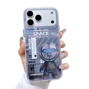 Imagem de Yonds Queen Capa fofa para iPhone 17 Pro Max, desenho legal astronauta espaço planeta lua design elegante IMD capa protetora à prova de choque antiderrapante capa moderna (cinza, iPhone 17 Pro Max)