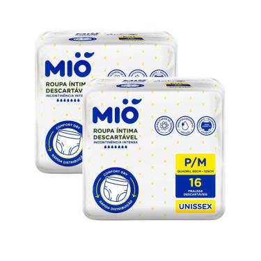 Imagem de Kit 2 Roupa Íntima Descartável Mió Adulto Tamanho P/M Unissex 16 Unidades