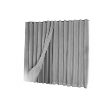 Imagem de Cortina Voil Gaze De Linho 3,00 x 2,20/2,30/2,40/2,50/2,60/2,70/2,80 C/forro Blackout Grosso Original(LINHO CINZA,2,20)