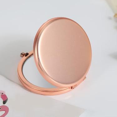 Imagem de Espelho compacto ouro rosa espelho de maquiagem dobrável mini espelho de bolso espelho portátil espelho de mão dupla face ampliação 2 x 1x para mulheres meninas