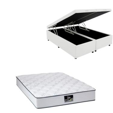 Imagem de Cama Box Baú Bipartida Blindada com Colchão Doss Molas Ensacadas 30cm (CORINO BRANCO, Queen)