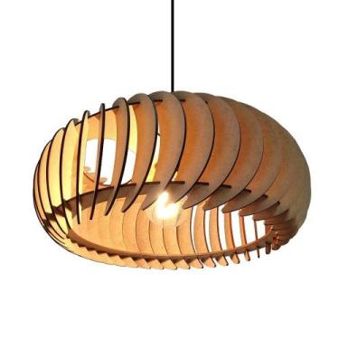 Imagem de Lustre Luminária Pendente de Madeira MDF Mod. Sophia GD Inclinado - EC