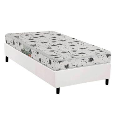Imagem de Conjunto Box Solteiro: Colchão Espuma Herval D23 Sonum Liso + Base CRC Corano White (78x188)