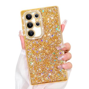 Imagem de Bonoma Capa com glitter para Samsung Galaxy S23 Ultra, capa de telefone protetora macia à prova de choque com diamantes brilhantes brilhantes para mulheres e meninas, capa protetora macia à prova de