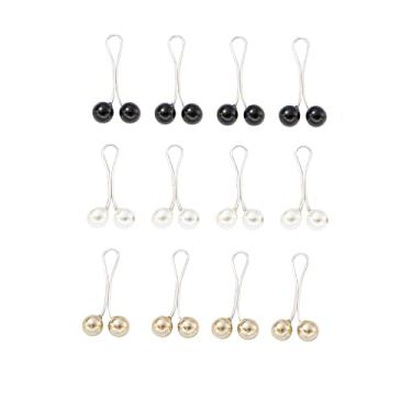 Imagem de 12 pçs lenço de cabeça multicolorido simples clipes de alfinetes de pérola muçulmano hijab cachecol xale alfinetes de segurança acessórios de joias, Metal, Sem Pedra Preciosa