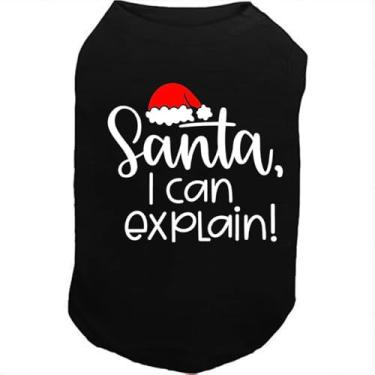 Imagem de SUEOSU Camisa de Natal para cães para roupas de animais de estimação camiseta estampada de Natal divertida e respirável fantasias elásticas (preta-11xmas, médio)