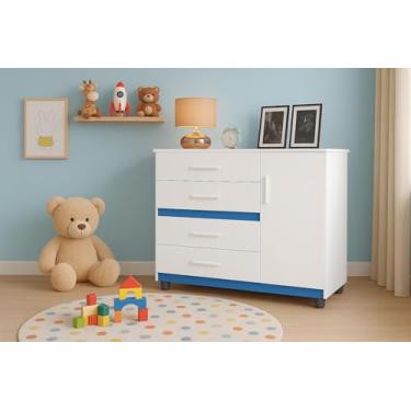 Imagem de Cômoda Espaçosa Para Quarto de Menino Com 4 Gavetas Tp