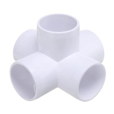 Imagem de Kozelo Pacote com 12 encaixes de tubulação de cotovelo de PVC SCH40 de 1/5.1 cm, encaixe cruzado de saída lateral de canto de cotovelo de PVC de 5 vias, conectores de tubo de grau de móveis para