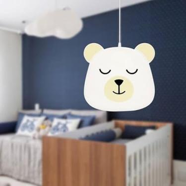 Imagem de Luminária Pendente Infantil Urso Polar, Design Minimalista, Luz Decorativa para Quarto de Bebê, Branco