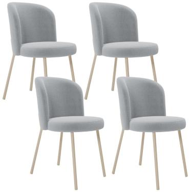 Imagem de Kit 04 Cadeiras Para Sala de Jantar Cozinha Estofada Gavi Arena L02 Bouclê Cinza - Lyam Decor