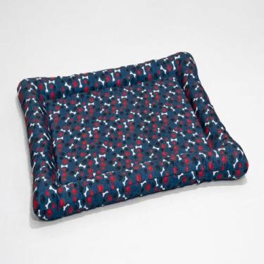 Imagem de Colchonete Pet Retangular Simples, Enchimento em Flocos de Espuma, com Zíper, Disponível em 3 Tamanhos (Azul Marinho, Grande: 80 x 100 cm)