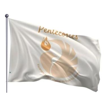 Imagem de Bandeira Pentecostes Espírito Santo Pomba Fogo Dupla Face Estampada Ta