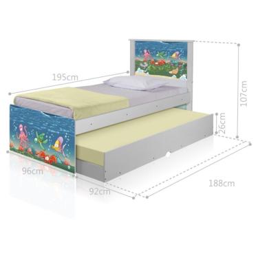 Imagem de Bicama Juvenil Adesivada Fundo Do Mar Com Colchões
