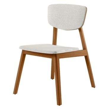 Imagem de Cadeira Madeira Maciça Lang Linho Off White/mel