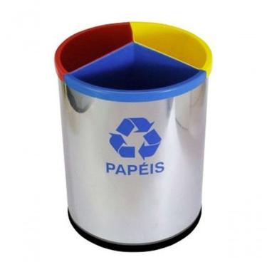 Imagem de Lixeira Mix Em Aço Inox Com 3 Divisões