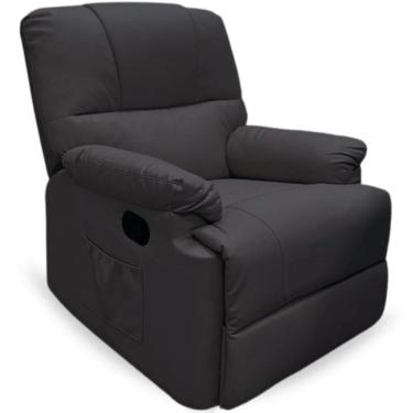 Imagem de Poltrona Reclinável Massageadora Corino Papai Sofa Cadeira Massagem Relaxante Preta Importway Iwprm