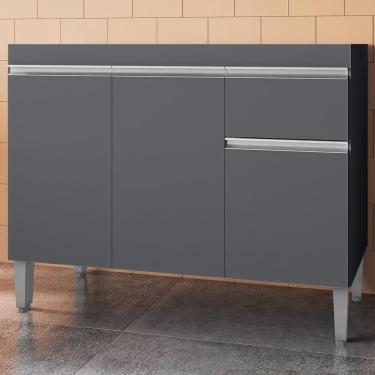 Imagem de Balcao Para Pia Sem Tampo 118 Cm Tatiane Cinza Reajl Móveis Cinza