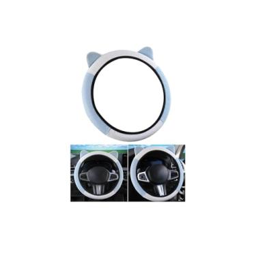 Imagem de FALVFUN Capa elástica elástica para volante de carro, protetor de volante de veículo de orelha de gato fofo de seda gelo, acessórios internos automotivos respiráveis antiderrapantes, ajuste universal