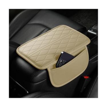 Imagem de Sandfren Capa de console central de carro, almofada de couro para apoio de braço de veículo com 2 sacos de armazenamento, acessórios de proteção de descanso de braço interior automotivo, universal