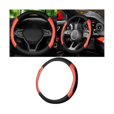 Imagem de Sandfren Capa de volante de carro, protetor de roda respirável de couro de fibra de carbono, antiderrapante, acessórios internos automotivos de 38 cm, universal para SUV de 15 polegadas, Sedan