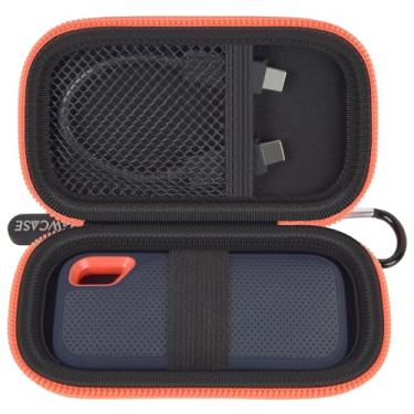 Imagem de Capa rígida compatível com SSD portátil extremo SanDisk de 500 GB/1 TB/2 TB/4 TB - até 1050 MB/s - Unidade de estado sólido externa. Suporte de viagem para cabos USB - Zíper preto e laranja (apenas