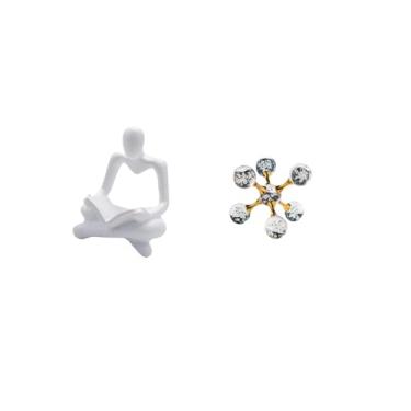 Imagem de Fenteer Escultura Inovadora de Esfera Abstrata em Formato de Bolha, Estatueta Pensante para Sala de Estar Moderna, Mesa de Escritório, Prateleira, Decoração D