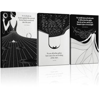 Imagem de 3 peças emolduradas menina preto e branco decoração de parede inspiradora impressão em tela imagens literatura moderna citações arte minimalista pôster galeria quarto sala de estar escritório 30,5 x