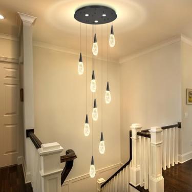 Imagem de ABTTOI Lustres de escada 9 luzes lustres de cristal modernos cromados luminária suspensa para sala de jantar, sala de estar, quarto, entrada