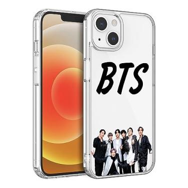 Imagem de WWDIYHOUSE Capa compatível com iPhone 13, capa transparente de TPU macio à prova de choque e design exclusivo para homens/mulheres/meninas/meninos (Fashion-BTS-4)