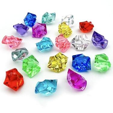 Imagem de YMCLUB 1200 peças de cubos de gelo falsos multicoloridos, cubos de gelo de plástico, diamantes falsos, pedras preciosas para artesanato, geleca, acrílico para enchimento de vasos, casamento, decoração