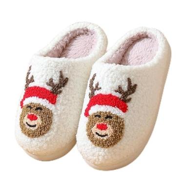 Imagem de Pantufas de Natal para crianças pequenas para meninos e meninas chinelos de pelúcia quentes para quarto e casa, B, 10-11 Little Kid