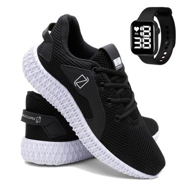 Imagem de Kit Tênis Masculino Para Corrida e Academia Super Leve e Confortável e Relógio-Masculino