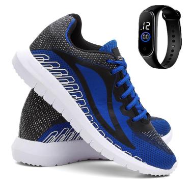 Imagem de Kit Tênis de Academia e Corrida Masculino Esporte Super Leve E Relógio-Masculino
