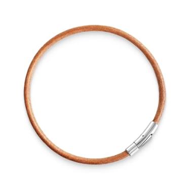 Imagem de munone Pulseira masculina de couro impermeável com fecho, pulseiras minimalistas feitas à mão para homens, acessórios de corda de punho marrom antigo, 4mm&7.5", Couro, Sem Pedra Preciosa
