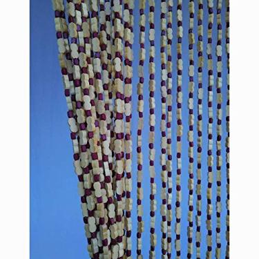 Imagem de Cortinas de porta com contas de 39 fios para portas, cortina de cordão de contas de madeira para divisores de quarto, entrada de casa, varanda, decoração de cortina, 2 cores (Cor: A, Tamanho: 80 x 180