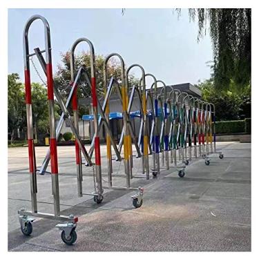 Imagem de IUBGFTO Cerca de tráfego portátil, barricada de metal expansível industrial Barricada de segurança móvel fácil de mover para garagens, escolas, hospitais, áreas TR, amarelo preto - 1 x 6 m