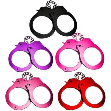 Imagem de Algemas de Metal, 28cm, Coloridas, com Chave e Trava de Segurança, 5 Cores