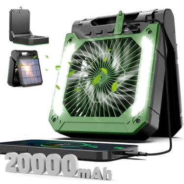 Imagem de Ventilador Portátil De Mão 20000mAh Com Luz LED Carregamento Solar USB