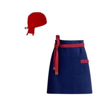 Imagem de Avental Cintura Azul Marinho Bandana Vermelho Barista Bistro - CASACHA
