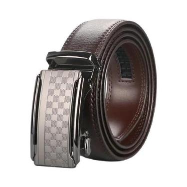 Imagem de Cinto De Couro Genuíno Masculino Com Fivela Automática, Cinto De Negóc