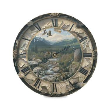 Imagem de SEHANY Jogo americano redondo de relógio vintage, conjunto de 1, tapete antiderrapante resistente ao calor, tapetes de mesa de poliéster à prova de manchas limpáveis para decoração de mesa de jantar