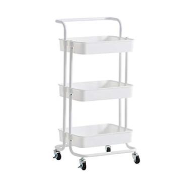 Imagem de IEUDNS Carrinho organizador de armazenamento com rodízios, multifuncional, prateleira de armazenamento para escritório, casa, sala de jantar, BRANCO