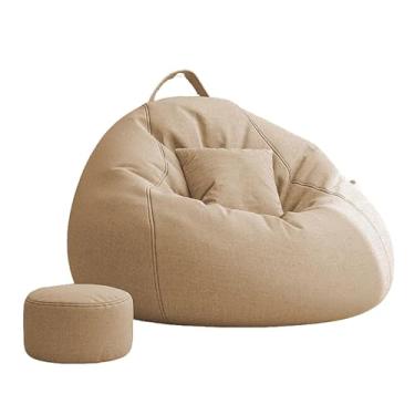 Imagem de Yadlan Bean Bag Cadeira conversível Beanbag cadeiras para adultos, 3 em 1 pufe com apoio para os pés, cadeira de pufe adulto para sala de estar, quarto bege 160 cm