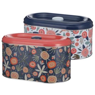 Imagem de JOUTYFOR Pacote Com 2 Latas Para Biscoitos, Potes Salgadinhos Tampa, Decorativos Doces, Presente, Linda Caixa De Folha-De-Flandres Bancada Armazenar Materiais Artesanato Massa Folhada, Tamanhos